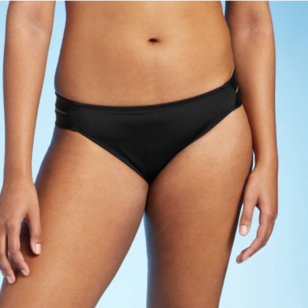 Kona Sol Medium Coverage Black Bikini Bottoms